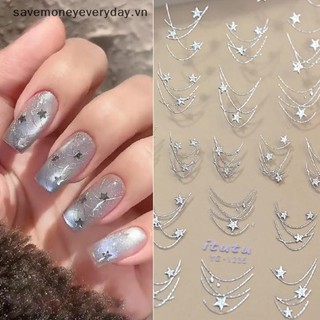 [savemoneyeveryday] Star Nail Art Sticker Bronzing Flash Nhãn dán tự dính chất lượng cao Trang trí quyến rũ móng tay Lập thể [vn]