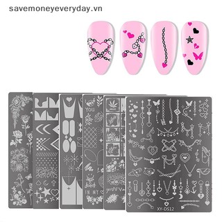 [savemoneyeveryday] Hoa Nail Art Stamping Plates Bản mẫu vẽ Đường sọc hình học Hình ảnh 3D Khuôn Stencil Mẫu làm móng tay [vn]