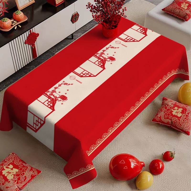 Khuyến mãi toàn bộ cửa hàng Phong cách Trung Quốc mới Khăn trải bàn nhân vật Fu Khăn trải bàn năm mới Lễ hội màu đỏ Khăn trải bàn phòng khách Khăn trải bàn cà phê Vải trang trí không khí Ngày năm mới Khăn trải bàn nhân vật may mắn phong cách mới cho vải m