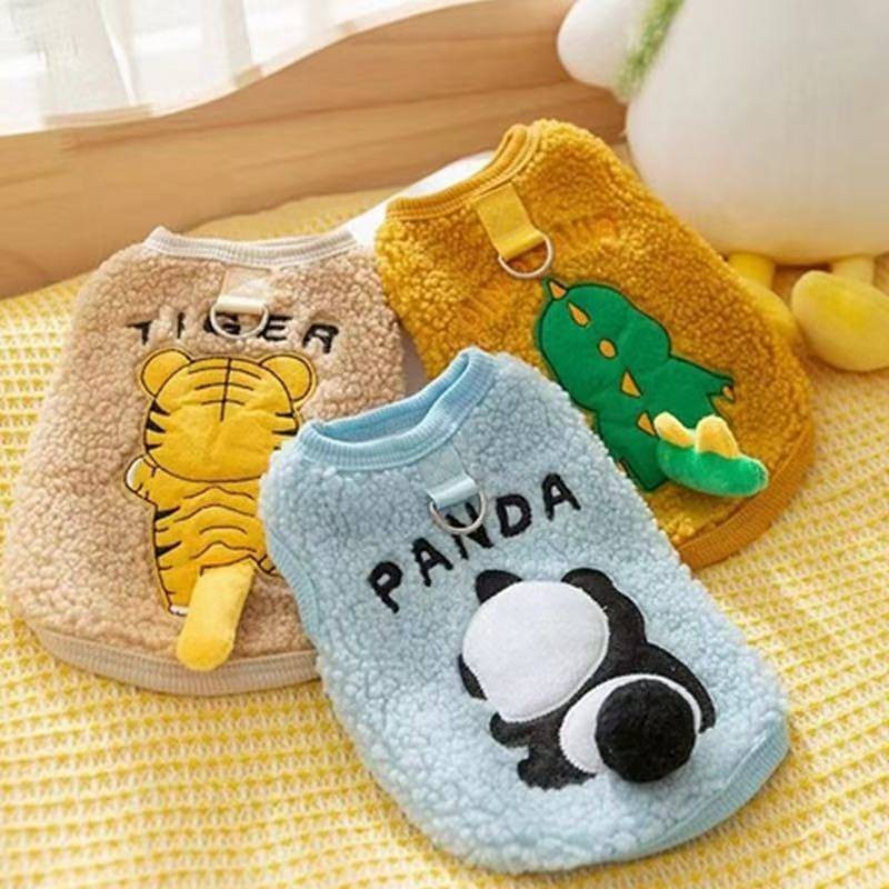 【Ready Stock】 Pet Clothes Dog Small and Medium-Sized Dogs Cat Autumn and Winter Warm Fleece Padded Teddy Bichon Vest Vest Sweater endW