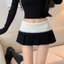 Chân Váy Ngắn Xếp Ly PINKSTORE29 Kiểu Lưng Gập Phối Viền Ren C986