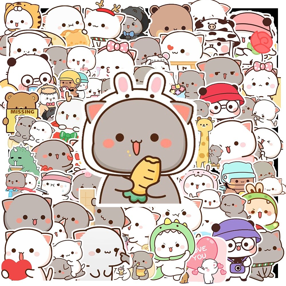 50 cái Nhãn Dán Mèo Mochi chống nước, Hình Dán Mochi Cat giá rẻ, decal Mochi