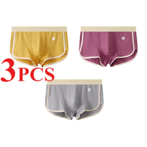 3 Chiếc Phong Cách Mới Thời Trang Nam Quần Lót Kháng Khuẩn Sọc Đơn Giản Thoáng Khí Thoải Mái Boxer C6336