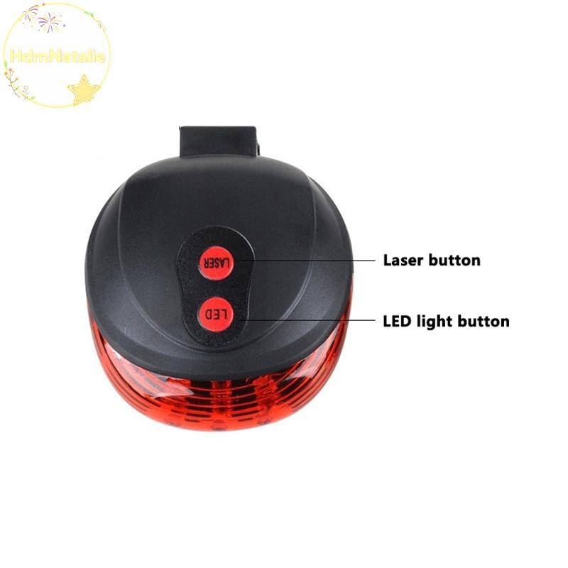 HdmNatalie Laser Đuôi Ánh Sáng 5LED Dòng Song Song Laser Đuôi Đèn Xe Đạp Leo Núi Đèn Cảnh Báo VN