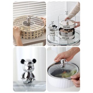 Nắp nồi thông dụng nắp nồi hạt trên đỉnh Nắp nồi thủy tinh mạ điện gấu bạo lực đồ trang trí phòng khách sáng tạo thủ công VVVB
