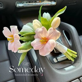 Bó hoa cưới cầm tay cô dâu từ hoa tulip nụ và nở cao su xinh xắn phong cách Hàn Quốc HQ0123