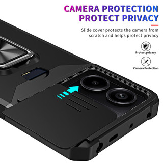Dành Cho Redmi Note 13 Pro 5G Ốp Lưng Có Trượt Camera Bao Đựng Thẻ Vòng Chân Đế Chịu Lực Bảo Vệ Mỏng Bao Da