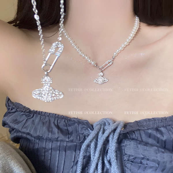vòng safety pin safety pins Cao cấp Sao Thổ ngọc trai vòng cổ nữ 2024 ...