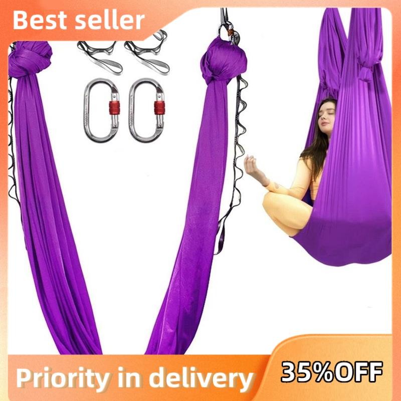 HWJFDC Aerial Yoga Hangmat 4 * 2,8 m Volledige Set Antenne Zijde Hangmat Inversie Tractie Oefeningen Anti-Zwaartekracht Yoga Pilates Trapeze Swing (Zwartachtig groen