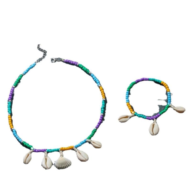 Vòng cổ vỏ phong cách đại dương Bohemian Đi biển Kỳ nghỉ Chuỗi chân thủ công