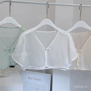 Áo khoác cardigan ngắn tay chiffon chống nắng kiểu Trung Quốc mới bán chạy với váy treo cho phụ nữ