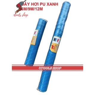 [MÀU XANH] Dây hơi PU xoắn dùng cho máy khí nén phi 8 dài 6m 9m 12m chịu áp lực cao dẻo mềm