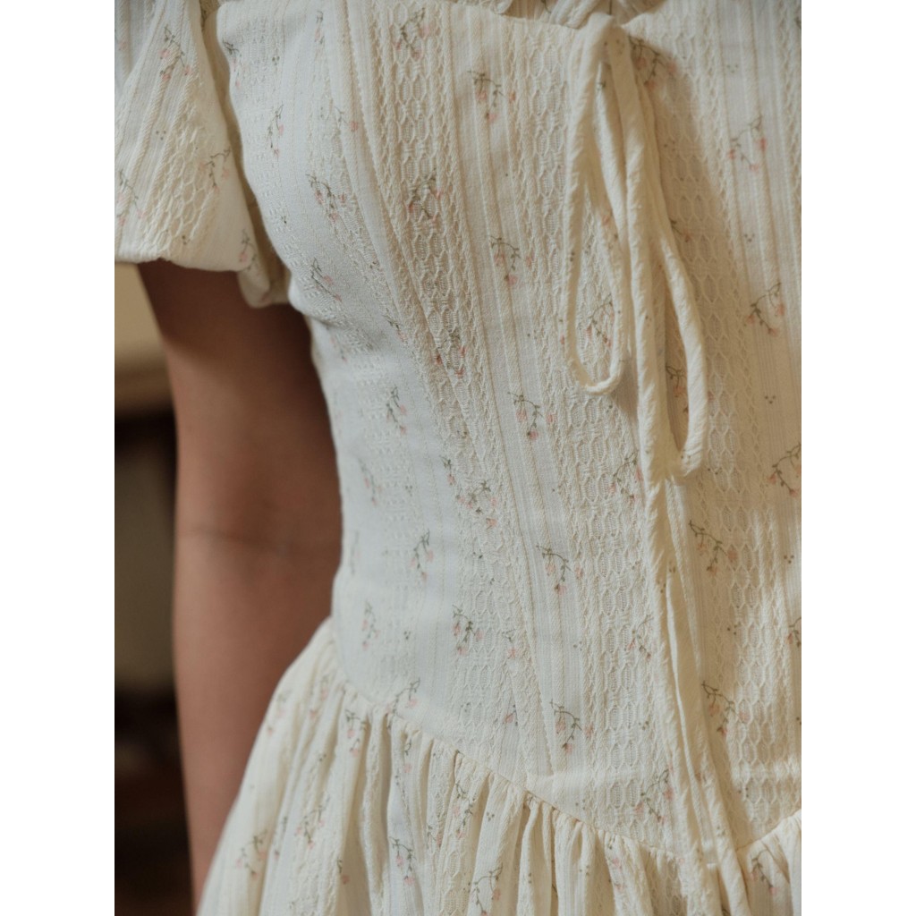 Ảnh JOVEN Đầm Nữ Lany Cổ Vuông Tay Phồng Nhún Xoè Dáng Corset Tôn Dáng 4
