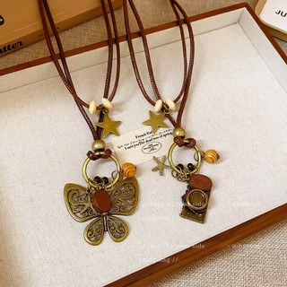 Vòng cổ mặt dây chuyền hình con bướm bằng sáp Bohemian, dây chuyền xương đòn phong cách dân tộc cổ điển, dây chuyền cao cấp dành cho nữ bán buôn