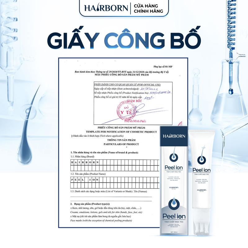 Lăn Mọc Tóc Mocha Hairborn , Tinh Chất Mọc Tóc Công Nghệ Ion Nano 2 chiều , Peel Ion Hairborn 60ml