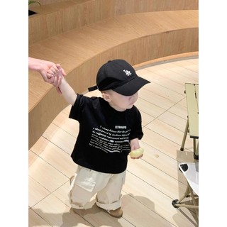 Áo thun ngắn tay cotton mới cho trẻ em mùa hè, rộng rãi, phong cách Hàn Quốc cho bé trai, áo thun thường ngày cho bé gái