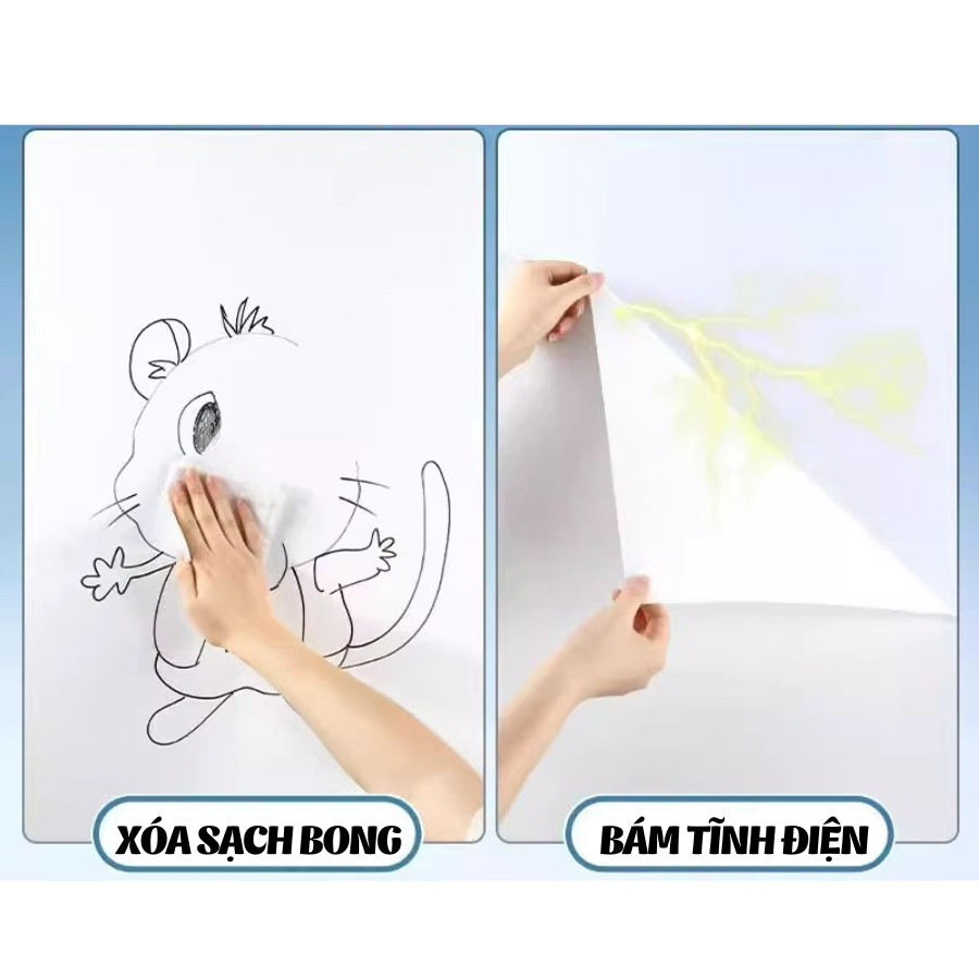 [HÀNG LOẠI 1] Bảng Trắng Dán Tường Không Dùng Keo Không Hại Tường, Bảng Viết Bút Lông Tự Dán