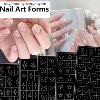 [savemoneyeveryday] Hallow Star Heart Nail Forms Fringe Tip Guides Sticker DIY Nail Art Tips Sticker Stencil Strips Dụng cụ làm móng tay Salon [vn]