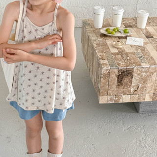 Áo vest dây hoa phong cách Hàn Quốc mùa hè cho bé gái, áo thun thời trang có chữ