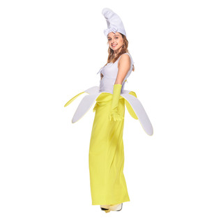Trang phục Halloween trái cây màu vàng với hiệu ứng đặc biệt, phù hợp cho các buổi tiệc và lễ hội