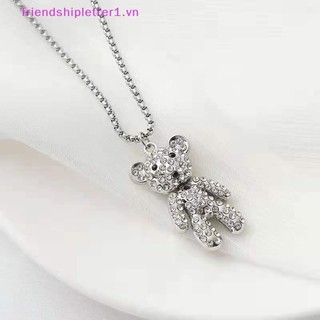 {FH Fashion} Vòng cổ mặt dây chuyền búp bê gấu thép titan Hip-hop dành cho trang sức dây chuyền áo len đính đá Cubic Zirconia cổ điển Womon.
