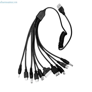 Charmantcc1 21 26inch 10 Trong 1 Lò Xo Cuộn Dây Cáp Sạc USB Dây Cho Máy Ảnh