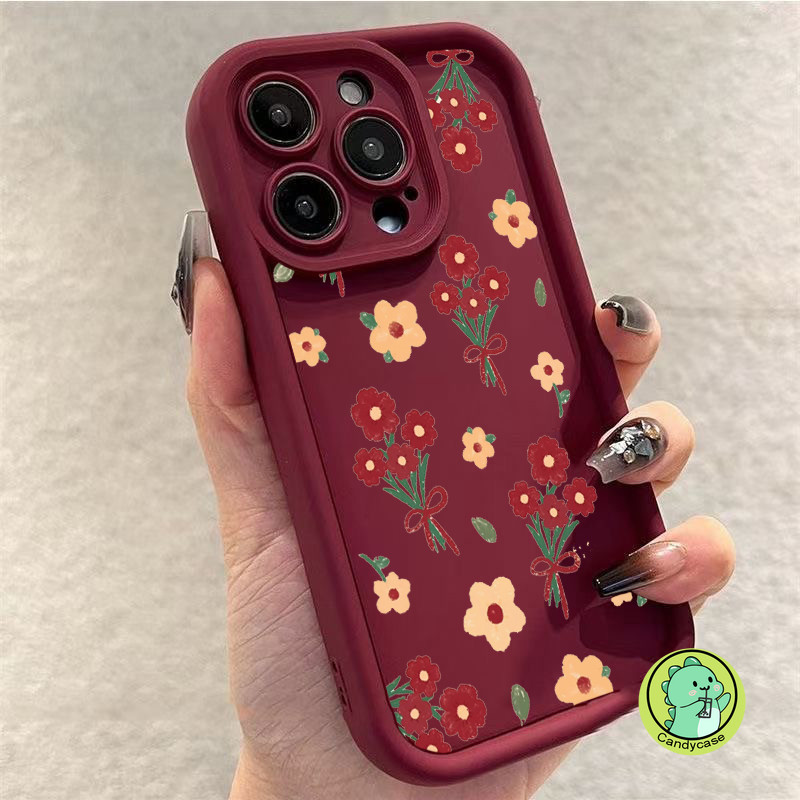 Ốp Điện Thoại Thang Hoa Dễ Thương Cho Redmi K70 K70E K60 K60E K50 K50i K40 K40s K30 K20 Pro Ultra Gaming Back Cover Đỏ Hoa Mùa Đông Vỏ Mềm Chống Sốc