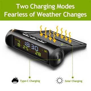 Lookshow Đồng hồ kỹ thuật số ô tô năng lượng mặt trời LCD Thời gian ngày Hiển thị nhiệt độ Ngoài trời Phụ tùng ô tô Trang trí C01 / C05 L4V4