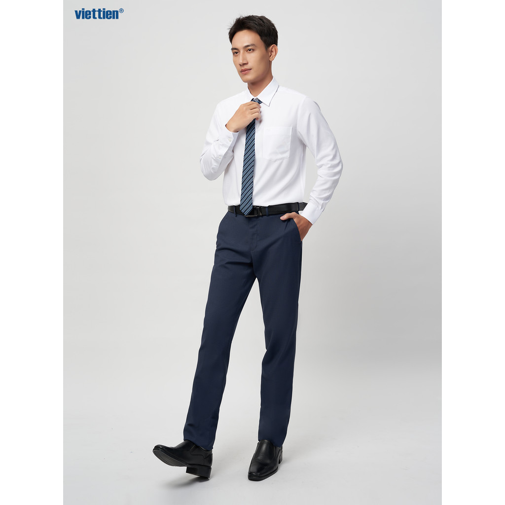 Áo sơ mi tay dài vạt tròn VIETTIEN vải Hoa hồng form REGULAR VT00000234