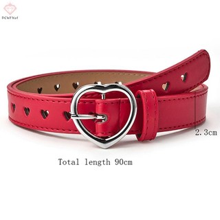 [Pcwkkef] Thắt lưng da giả cho trẻ em Thắt lưng khóa trái tim đào dễ thương Thắt lưng bé gái Mới