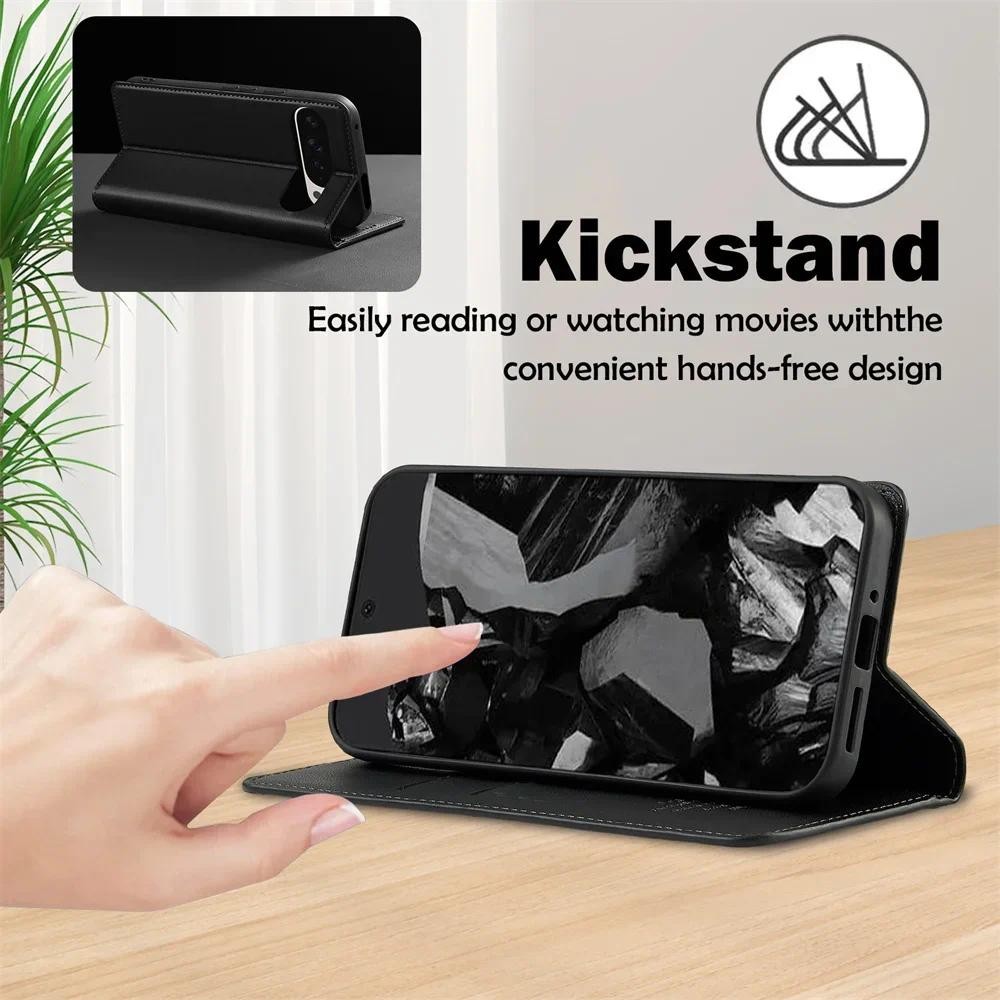 Ví Da Flip Case Dành Cho Nữ Nam Có Giá Đỡ Thẻ Chân Đế Cho Google Pixel 9 8 7 Pro XL 8A 7A Vỏ Điện Thoại Bảo Vệ Chống Sốc