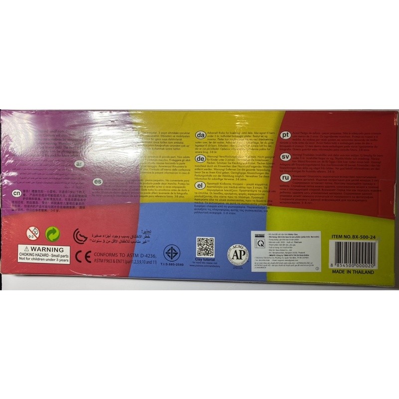 Đất nặn 24 màu Kiddy Clay Thái Lan BX-500-24 TL: 500 gram.