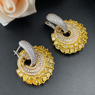 Châu Âu Mỹ ins Phong Cách Mới Hoa Zirconium Nhiều Màu Sắc Bông Tai Hai Cánh Nữ