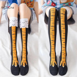 Aqtocna Gà Chân Tất Nữ Trên Đầu Gối Dài Tất Hoạt Hình Ngộ nghĩnh Cotton Chân Gà Móng Vuốt Nữ 3D In Đùi Tất Cao HGVN