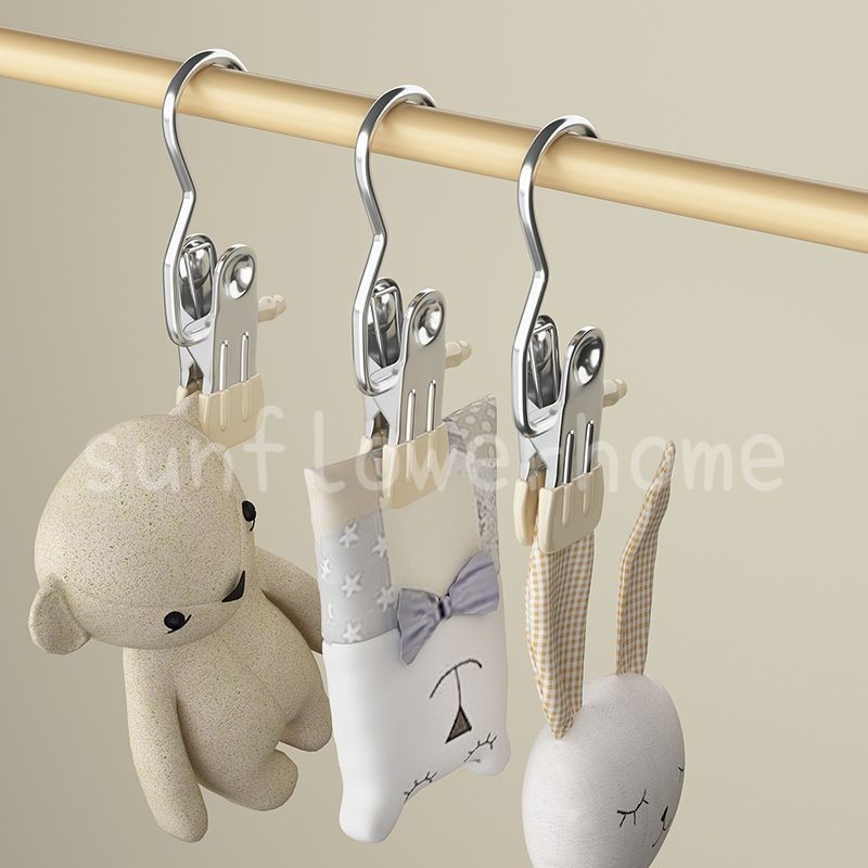 6 Chiếc Thép Không Gỉ Bảo Quản Kẹp Quần Áo Tất Sấy Kẹp Móc Chống Gió Kẹp