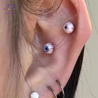 HFTOY Strange Quirky Bông tai tinh tế Gothic Thiết kế độc đáo Bloodshot Nhãn cầu xương tai Bông tai giác quan cao cấp phóng đại ~