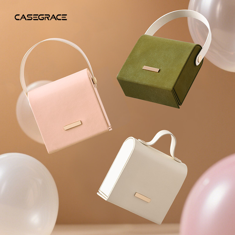 CASEGRACE Hộp Trang Sức Người Tổ Chức Hộp Trang Sức Có Tay Cầm Hộp Bảo Quản Trang Sức Bộ Sưu Tập Đồng Hồ Vòng Cổ Bông Tai Hộp Quà Tặng