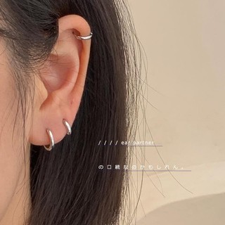 Bông Tai S925 Bạc Vòng 6-12mm Bông Tai Nữ Ngủ Không Loại Bỏ Hàn Quốc Đơn Giản Vòng Trơn Thanh Lịch Nhỏ Vòng Tai Kẹp Tai