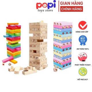 Đồ Chơi Rút Gỗ 54 Thanh Màu – Gỗ Tự Nhiên Láng Mịn, Có Xúc Xắc, Trí Tuệ – Phù Hợp Mọi Lứa Tuổi
