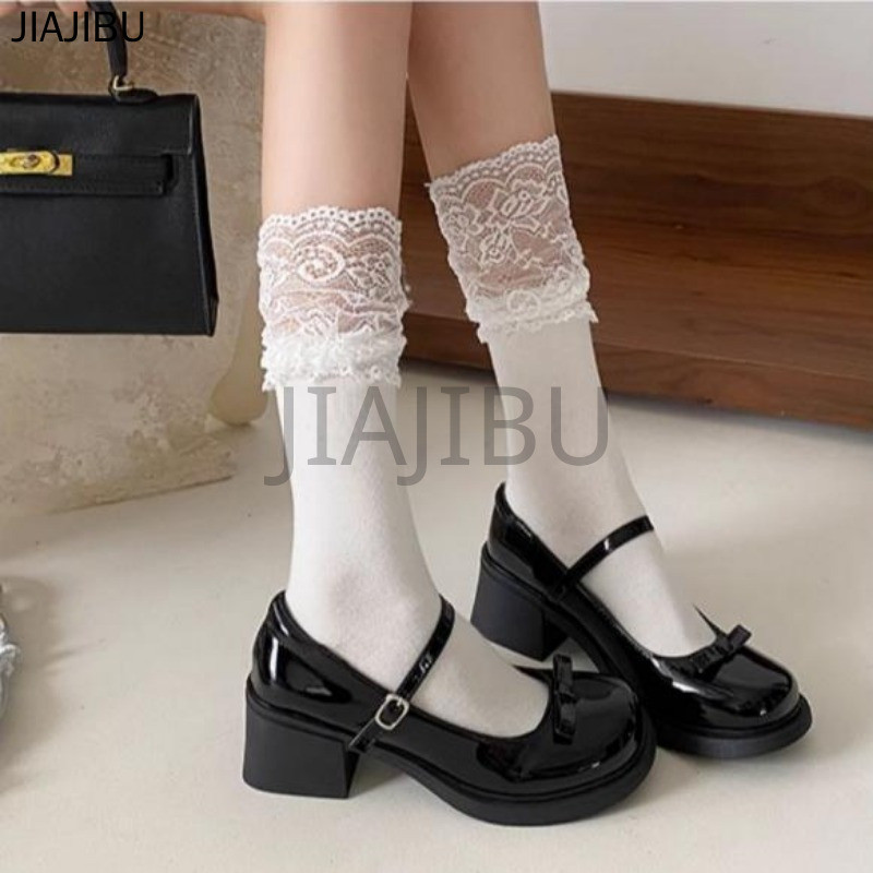 Size 34-42 Giày Nữ Size Lớn Giày Lolita Mũi Tròn Gót Dày Chống Trượt Phong Cách Sinh Viên Anh Giày Đi Học Màu Đen Korean Fashion Casual Cosplay Doll Shoes Japanese JK Platform Mary Jane Shoes Giày Da Bóng Cổ Điển Kiểu Pháp Giày Khiêu Vũ Bow Giày Mũi To