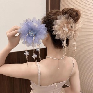 Kẹp kẹp kẹp kẹp MIKYCO, Kẹp cá mập tua rua hoa mẫu đơn, Tính khí Sequin bướm nhựa kẹp tóc nữ