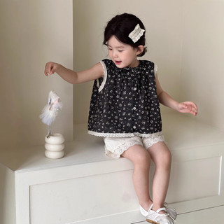 Quần short ren bé gái cotton mùa hè, thun thoải mái, phong cách Hàn Quốc