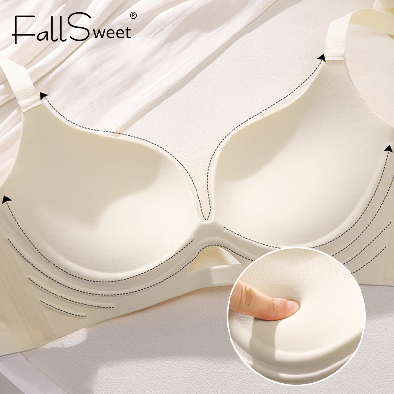 FallSweet 1/3 Cái Ngực Nhỏ Liền Mạch Push Up Bras Dây Miễn Phí Hỗ Trợ Mềm Mại Đồ Lót Chống Chảy xệ