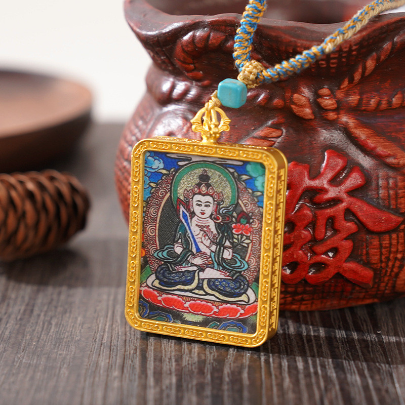 Bùa hộ mệnh Tây Tạng, dây chuyền Ram Thangka, phong cách dân tộc, mặt dây chuyền thần tài đen Manjushri, trang sức sáng tạo văn hóa XHUR