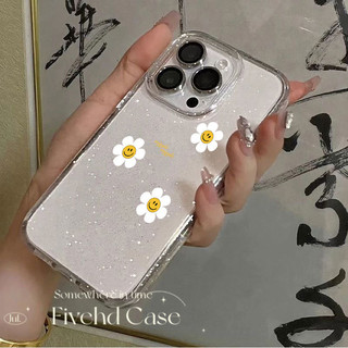 Ins Hàn Quốc Nhật Bản Hoa Nụ Cười Dễ Thương Đơn Giản Lấp Lánh Bling Vỏ Cho iPhone 11 16 16E 15 14 13 12 Pro Xs Max XR X 7 8 Plus SE Vỏ Điện Thoại TPU Mềm Vỏ Bảo Vệ Vỏ Trong Suốt