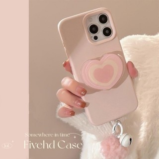 Ốp điện thoại Ins Heart + Giá đỡ + Dây buộc cho iPhone 11 16 15 14 13 12 Pro X Xs Max XR 6 6s 7 8 Plus Vỏ điện thoại TPU mềm Vỏ bảo vệ chống sốc