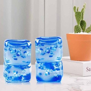 Blue Ice Cube Squeeze Stress Balls Fidget Square Calming Toy W/ Snowflakes ADHD