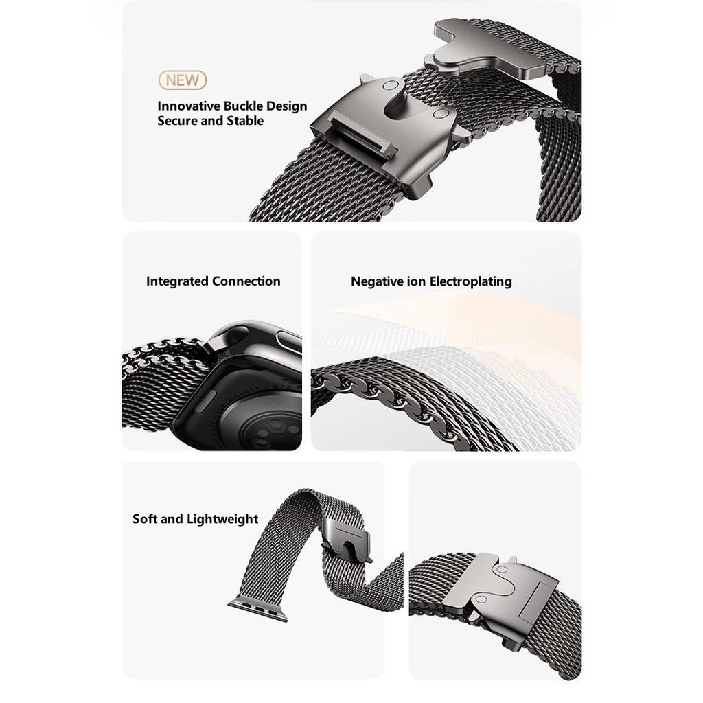 Dây đeo kim loại Milanese Loop cho Apple Watch Band Ultra 2 49mm 46mm 45mm 44mm 42mm 41mm 40mm 38mm Dây đeo đồng hồ bằng thép không gỉ cho iWatch Series 10 9 8 7 6 5 4 SE