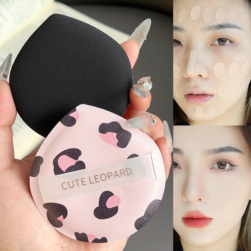 [Đặc sắc] Da Báo Print Powder Puff - Foundation Air Cushion - Cotton Candy Makeup Sponge - Mềm mại, ướt và khô, có thể giặt được, dày - Phụ kiện mỹ phẩm - Dụng cụ trang điểm
