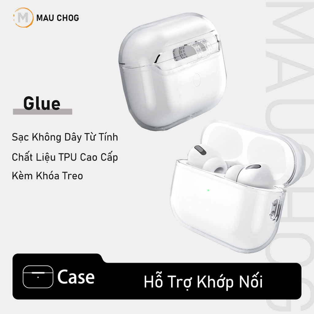 Ốp Case Trong Suốt Có Khớp Nối Chống Rơi Rớt Kèm Móc Khóa Cho Airpods Pro 3 2 Airpods 4